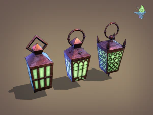 6 hand lanterns 3D Model