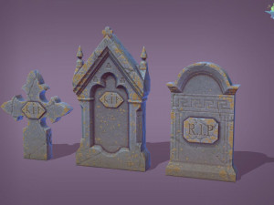 11 Tombstones 3D Model