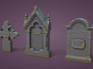 11 Tombstones 3D Model