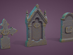 11 Tombstones Model 3D