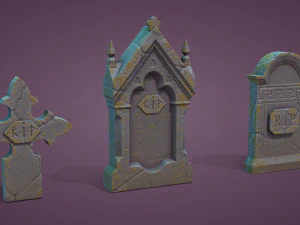 11 Tombstones 3D Model