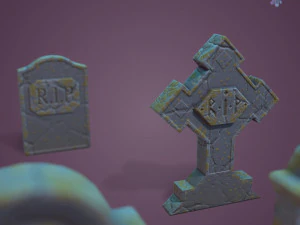 11 Tombstones 3D Model