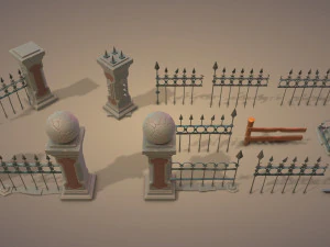 Set di recinzioni per cimiteri Modello 3D