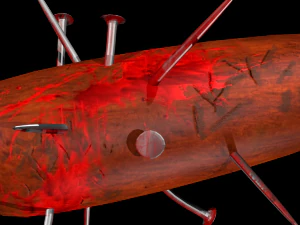 game-ready bloody baseball bat 3D Model