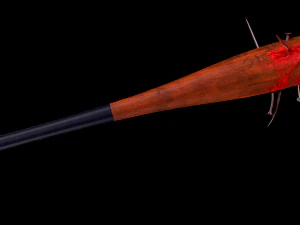 game-ready bloody baseball bat 3D Model
