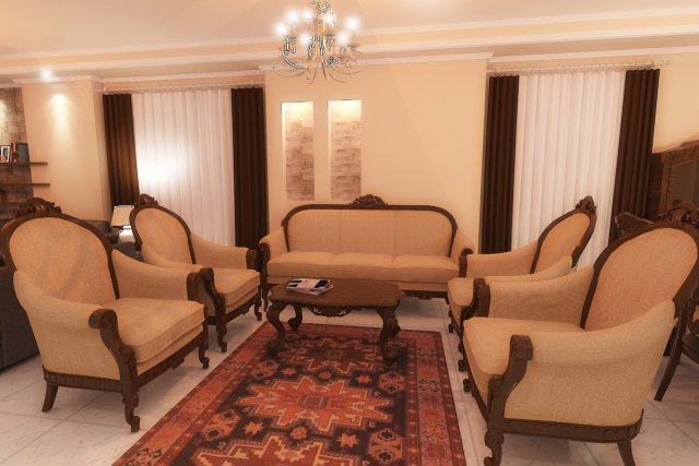 living room 3D Model .c4d .max .obj .3ds .fbx .stl .blend 
