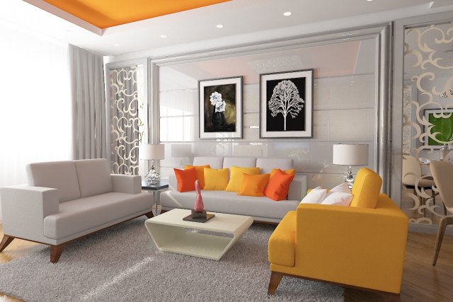 living room 3D Modell .c4d .max .obj .3ds .fbx .stl .blend