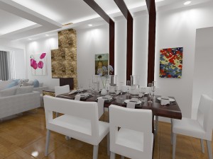 living room and dining room Modèle 3D