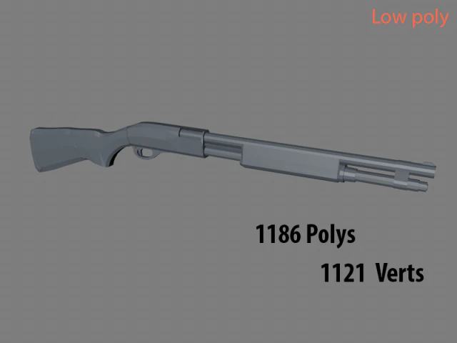 low poly shotremington 870 3D Model .c4d .max .obj .3ds .fbx .stl .blend 