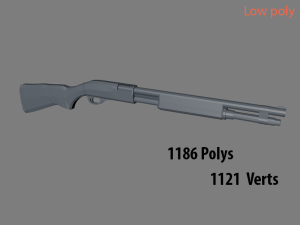 low poly shotremington 870 3D मॉडल