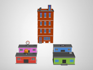 low poly buildings 3D Model