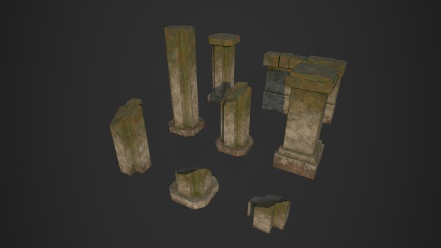 ancient pillars 3D Model .c4d .max .obj .3ds .fbx .stl .blend 
