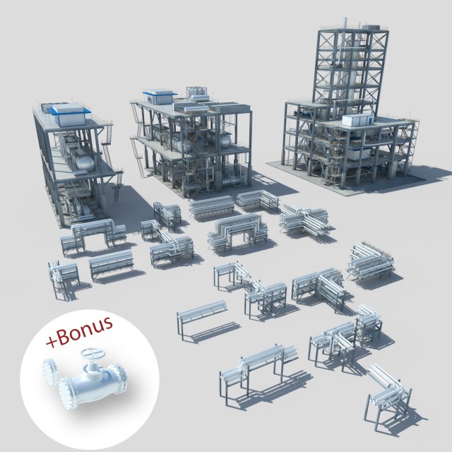 industrial factory environment pipeline Modello 3D .c4d .max .obj .3ds .fbx .stl .blend 
