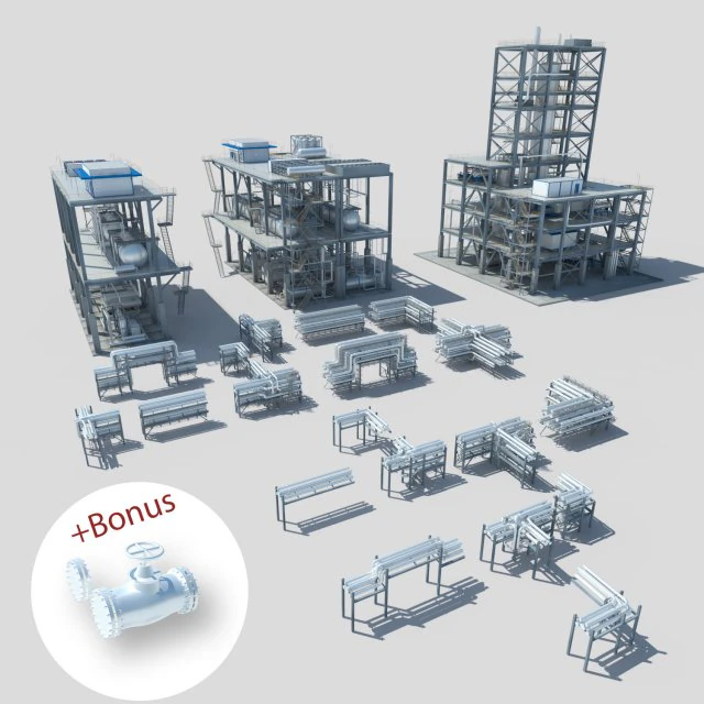 industrial factory environment pipeline 3D Model .c4d .max .obj .3ds .fbx .stl .blend 