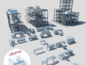 industrial factory environment pipeline 3D Model