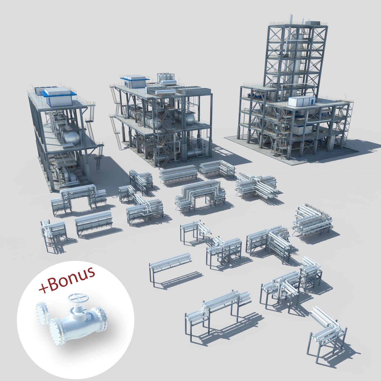 industrial factory environment pipeline Modelo 3D in Partes 3DExport