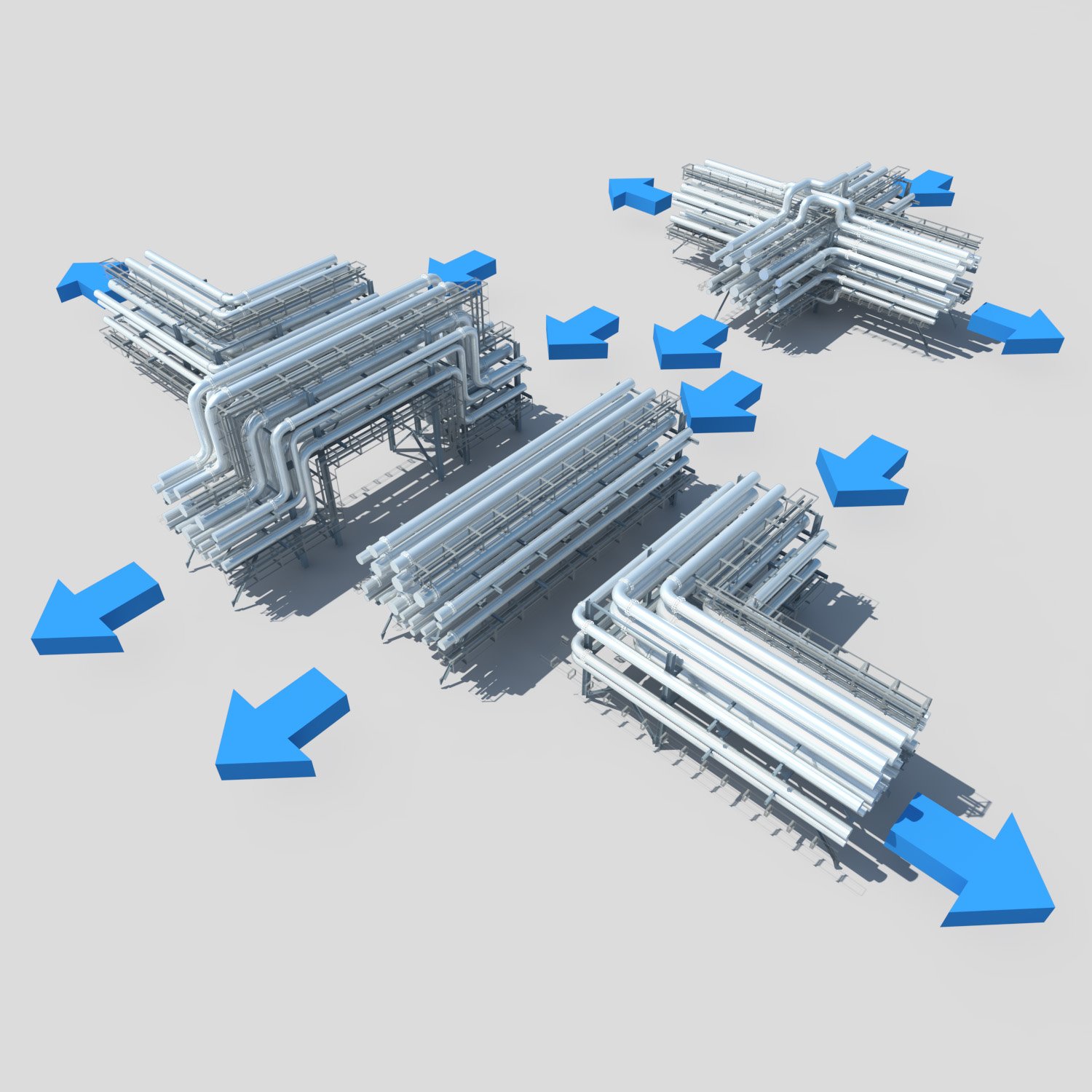 industrial factory environment pipeline Modelo 3D in Partes 3DExport