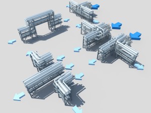 industrial factory environment pipeline Modello 3D