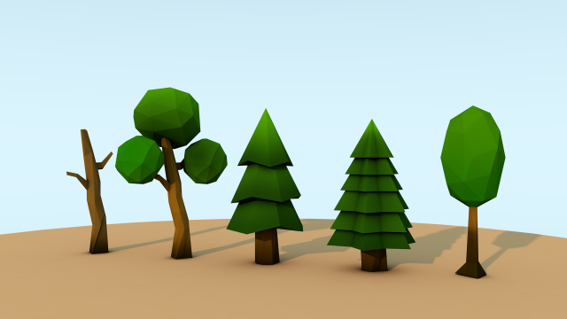 low poly trees 3D Model .c4d .max .obj .3ds .fbx .stl .blend 
