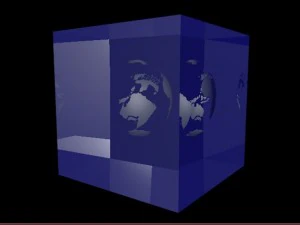 큐브 홀로그램의 지구 3D 모델