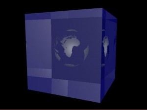 earth in cube hologram Model 3D