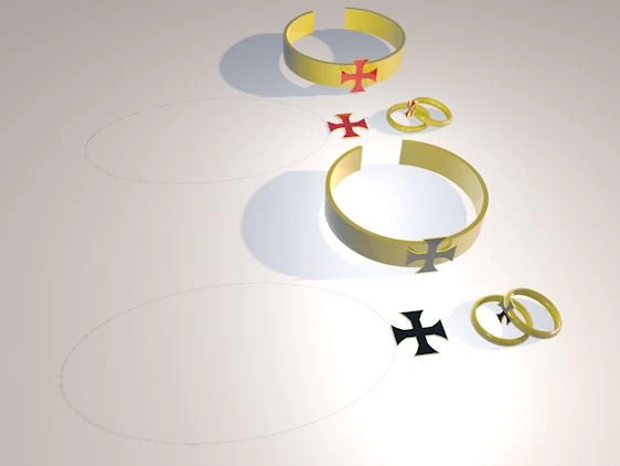 cross red and black ring chain necklace 3D Model .c4d .max .obj .3ds .fbx .stl .blend