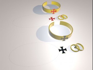 cross red and black ring chain necklace 3Dモデル
