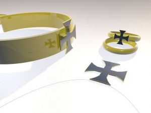 cross red and black ring chain necklace Modelo 3D