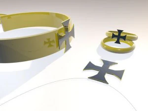 cross red and black ring chain necklace 3D Model