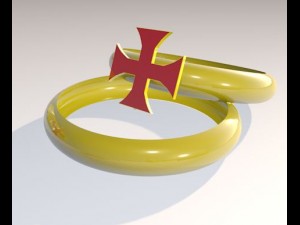 cross red and black ring chain necklace Modelo 3D
