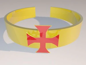 cross red and black ring chain necklace 3D Model