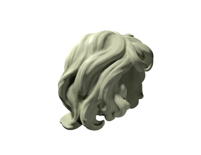 curly hair 3D Print Model .c4d .max .obj .3ds .fbx .stl .blend