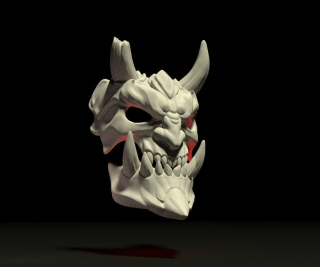 demon mask in to parts 3D Print Model .c4d .max .obj .3ds .fbx .stl .blend 