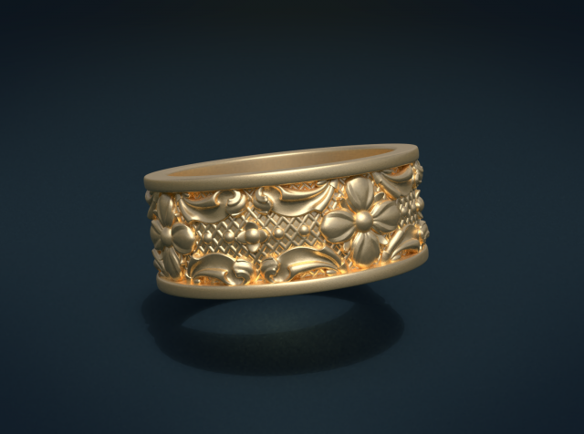 flower ring 3D 프린트 모델 .c4d .max .obj .3ds .fbx .stl .blend 