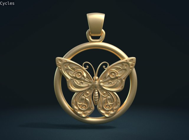 Butterfly pendant 3D 프린트 모델 .c4d .max .obj .3ds .fbx .stl .blend 