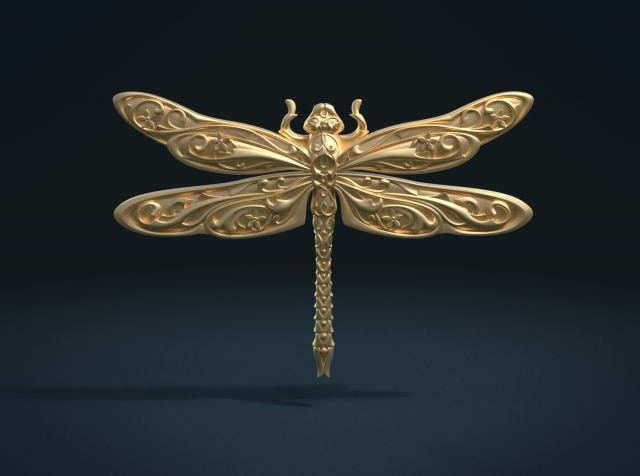 dragonfly relief 3D 打印模型 .c4d .max .obj .3ds .fbx .stl .blend 