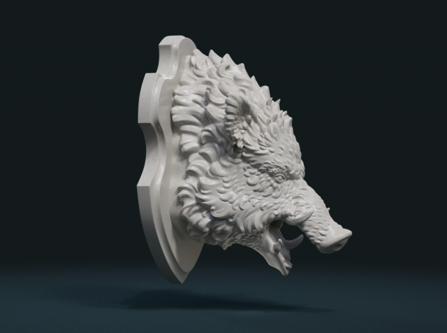 wild boar mounted head Modelo de impresión 3D .c4d .max .obj .3ds .fbx .stl .blend 