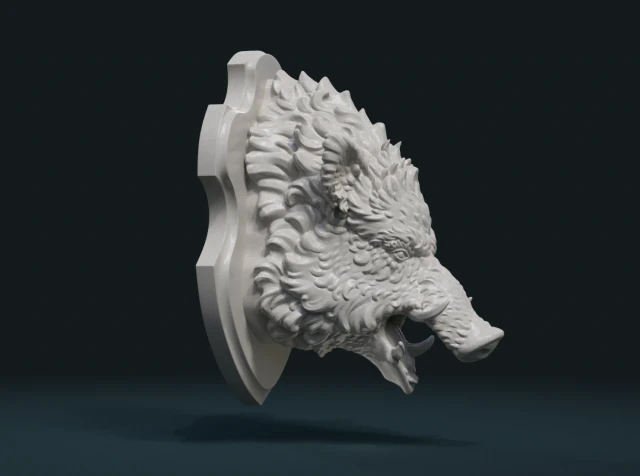 wild boar mounted head 3D Print Model .c4d .max .obj .3ds .fbx .stl .blend 