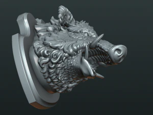 wild boar mounted head 3D Print Model