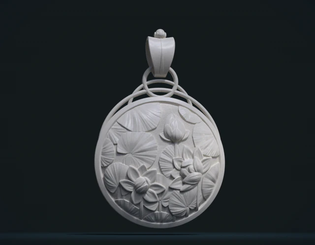 water lily pendant 3D Print Model .c4d .max .obj .3ds .fbx .stl .blend