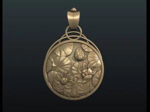 water lily pendant 3D Print Model