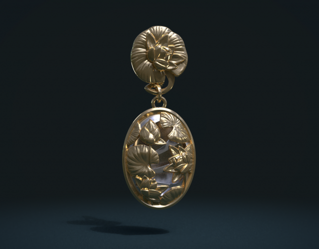 water lily earring 3D-Druckmodell .c4d .max .obj .3ds .fbx .stl .blend 