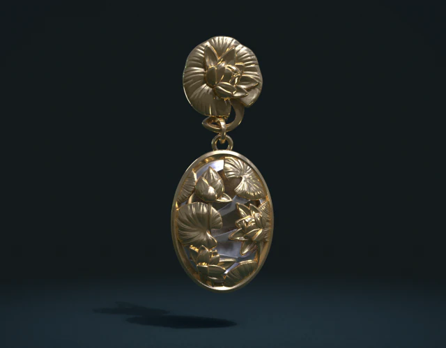 water lily earring 3D Print Model .c4d .max .obj .3ds .fbx .stl .blend 
