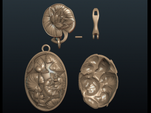 water lily earring 3D-Druckmodell