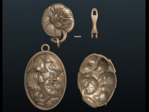 water lily earring 3D Print Model