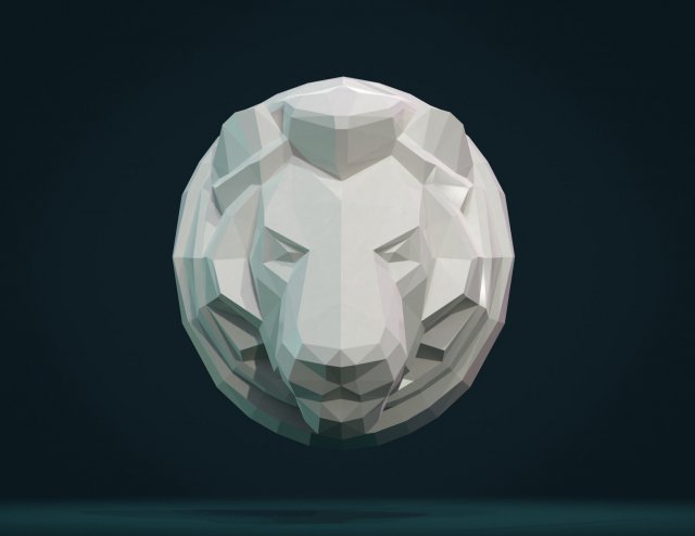 lion head low poly Model Cetak 3D .c4d .max .obj .3ds .fbx .stl .blend 