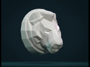 lion head low poly Model Cetak 3D