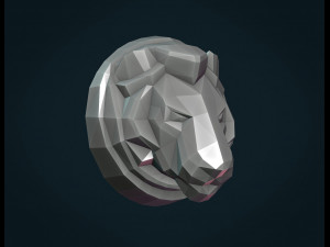 lion head low poly Model Cetak 3D