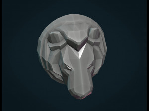 lion head low poly Model Cetak 3D