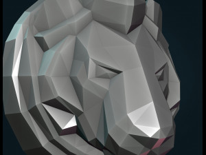 lion head low poly Model Cetak 3D